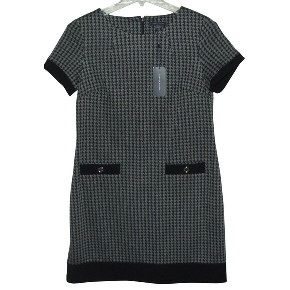 Tommy Hilfiger Dress Womens 12 Gray Black Jacquard Houndstooth knee length shift - Picture 3 of 12